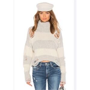 Revolve NSF Odelia Destroyed Turtleneck Size Medium Wool Blend Sweater